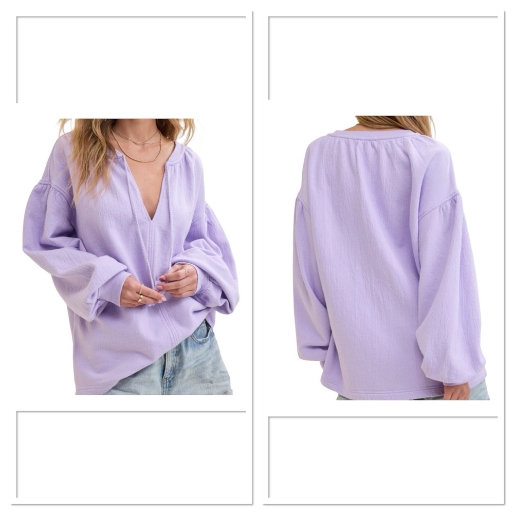 Aerie Easy Street Oversized Sweatshirt XL NWT Peasant Boho Lavender Purple Boxy